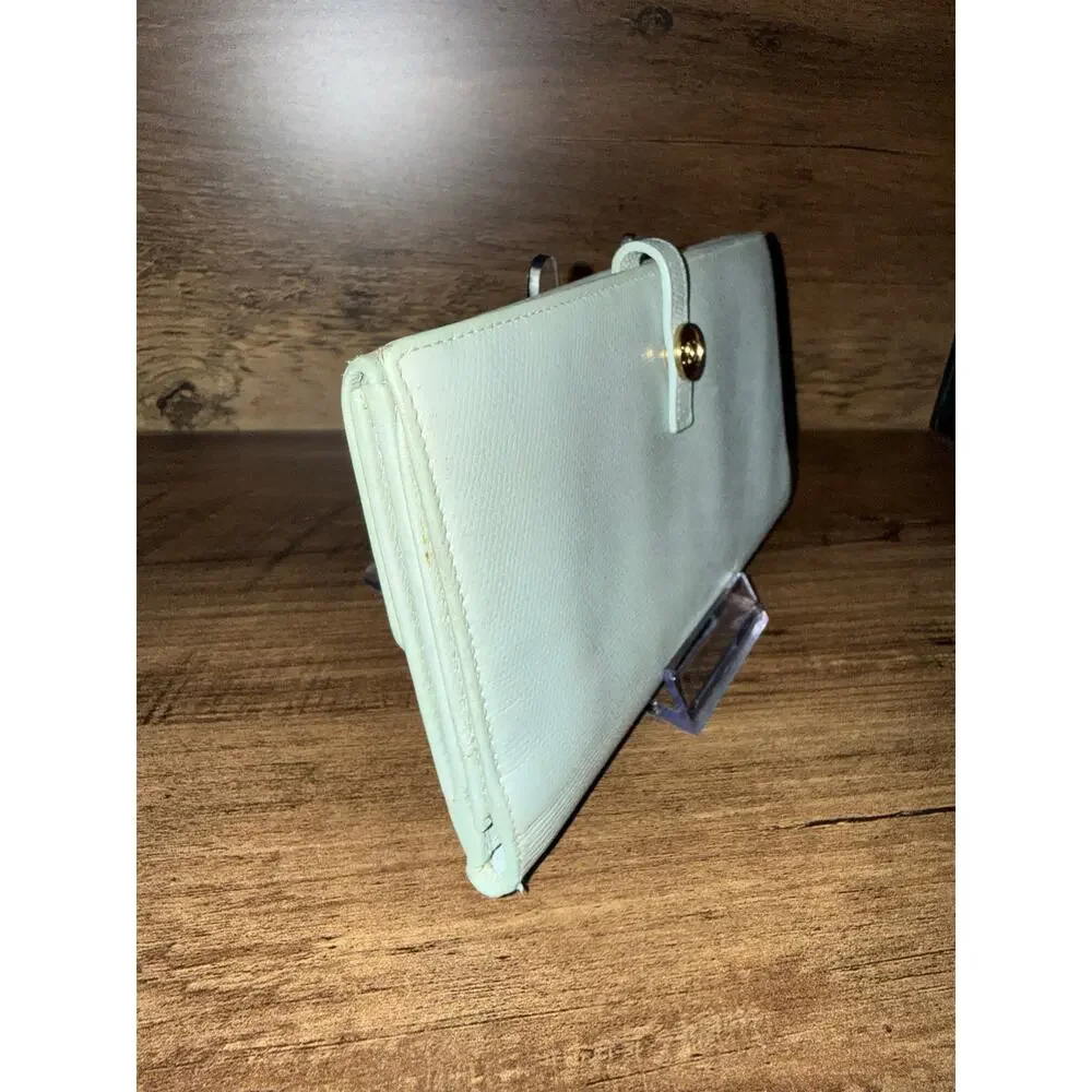 Rare Chanel Coco Button Continental Wallet Pastel Mint Tiffany Blue Caviar